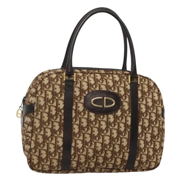 Christian Dior Trotter Canvas Hand Bag Brown Gold Auth BD2000 - Picture 2 of 16